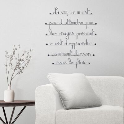 Wire Wall Decoration - Quote "Life is not about waiting for storms to pass, it's about learning how to dance in the rain" - to pin