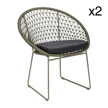Lot de 2 fauteuils de table bao bao metal vert olive 74x66.5x82.5cm 1