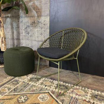Lot de 2 fauteuils de table bao bao metal vert olive 74x66.5x82.5cm 2
