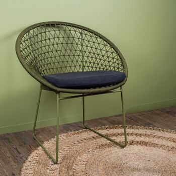 Lot de 2 fauteuils de table bao bao metal vert olive 74x66.5x82.5cm 3