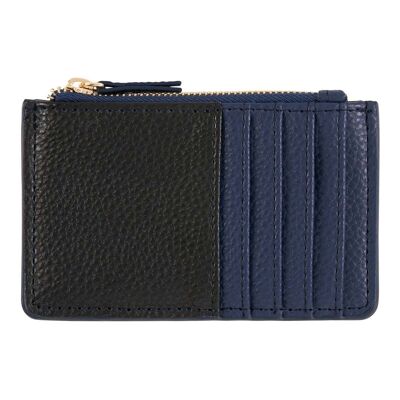 Zipped card holder - black and navy blue