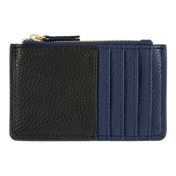 Porte-cartes zippé - noir et bleu marine 1