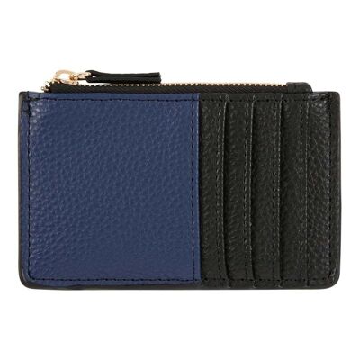 Zipped card holder - navy blue and black