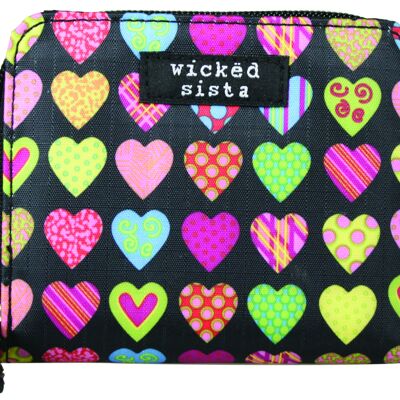 Bag Hearts Black Small Wallet cosmetic pouch bag