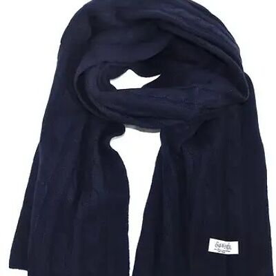 La sciarpa a trecce in cashmere blu notte