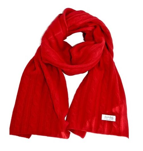 The Cashmere Cable Scarf Red