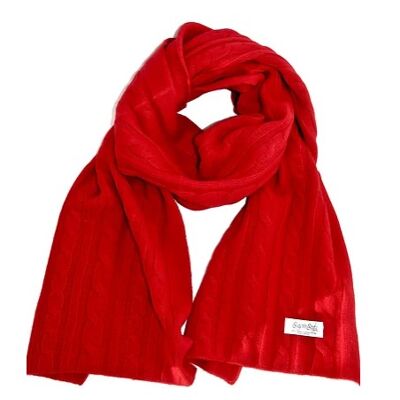 The Cashmere Cable Scarf Red