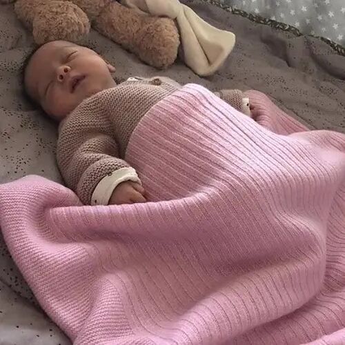 Multi Pattern Cashmere Baby Blanket Rose