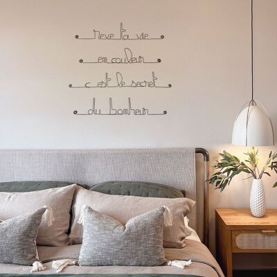 Metal Wall Decoration - "Dream your life in color is the secret of happiness" - to pin in a room