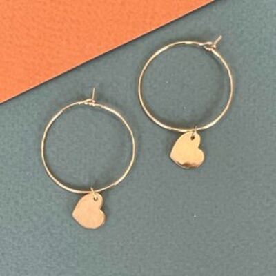 Heart golden hoops