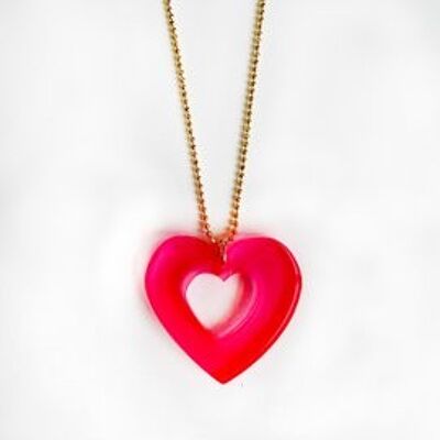 Cuore grande in plastica riciclata rosa neon