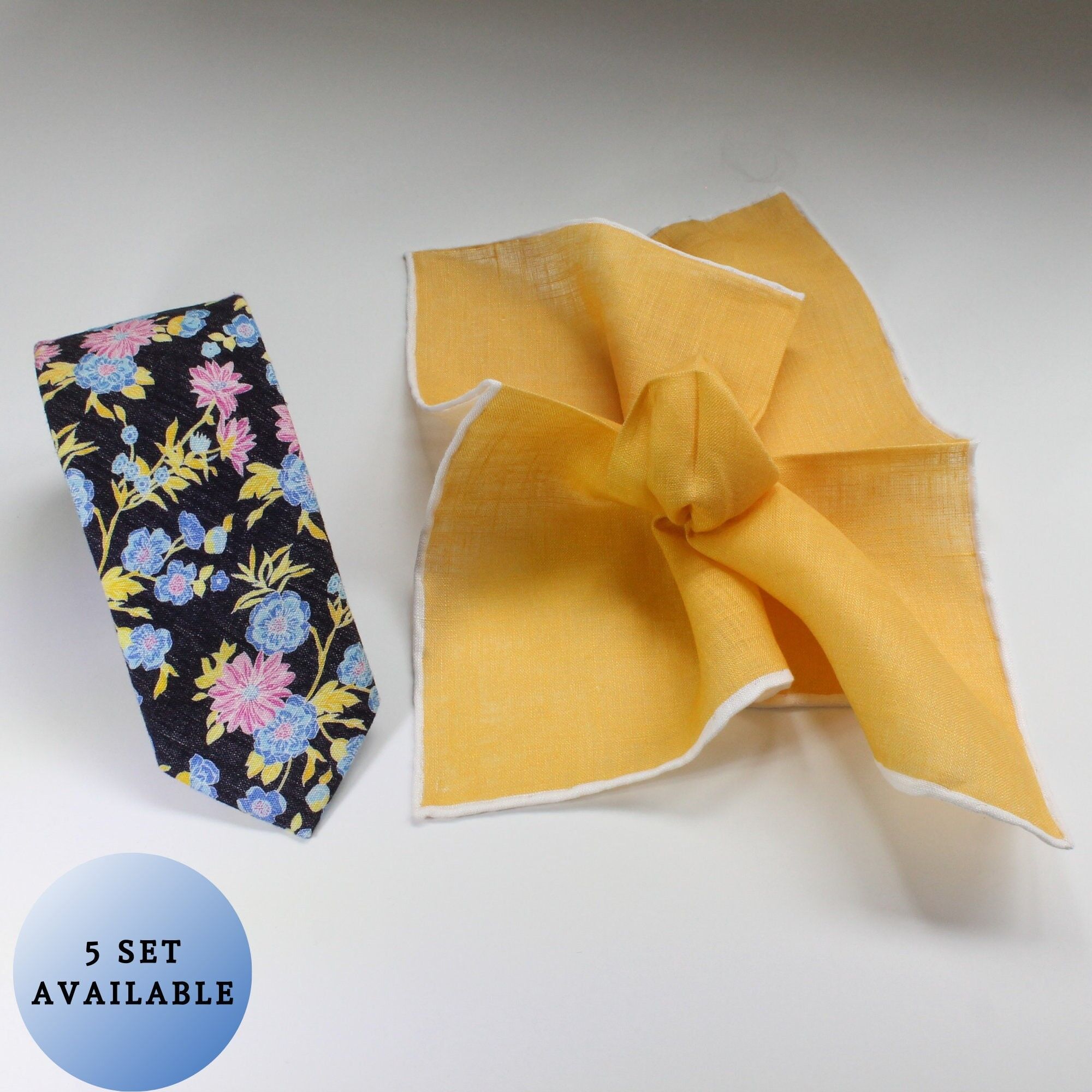 Floral Tie and Pocket Square Set | Flower Tie and Handkerchief | Wedding NeckTie Set | Grooms & Groomsmen Tie | Gift For Him | Skinny Tie , SKU040