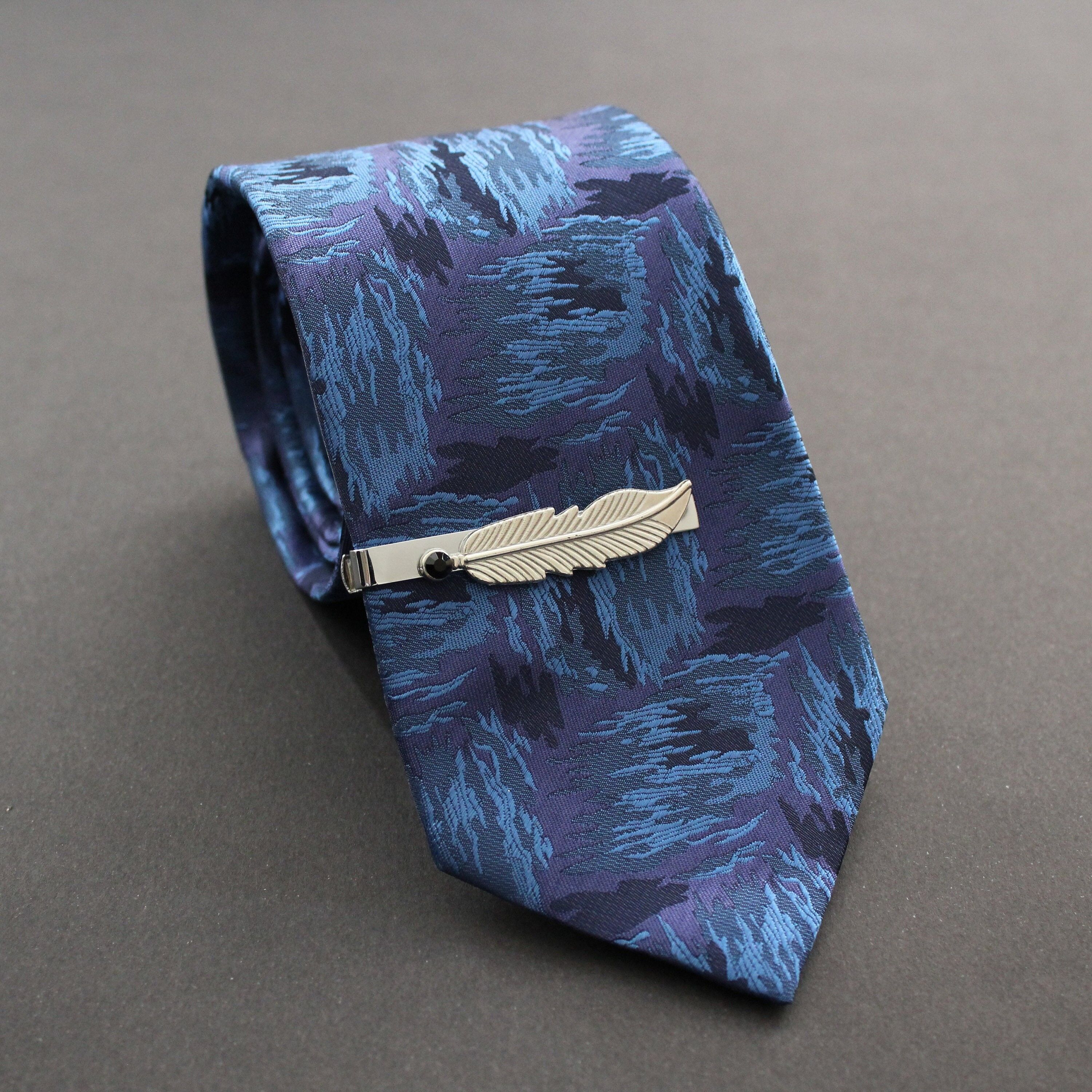 Feather Figured Tie Clip, Handmade Tie Bar, Tie Clip Men, Wedding Tie Pin, Gift For Him, Men's Accessory, Father Dad Man Gift , SKU055