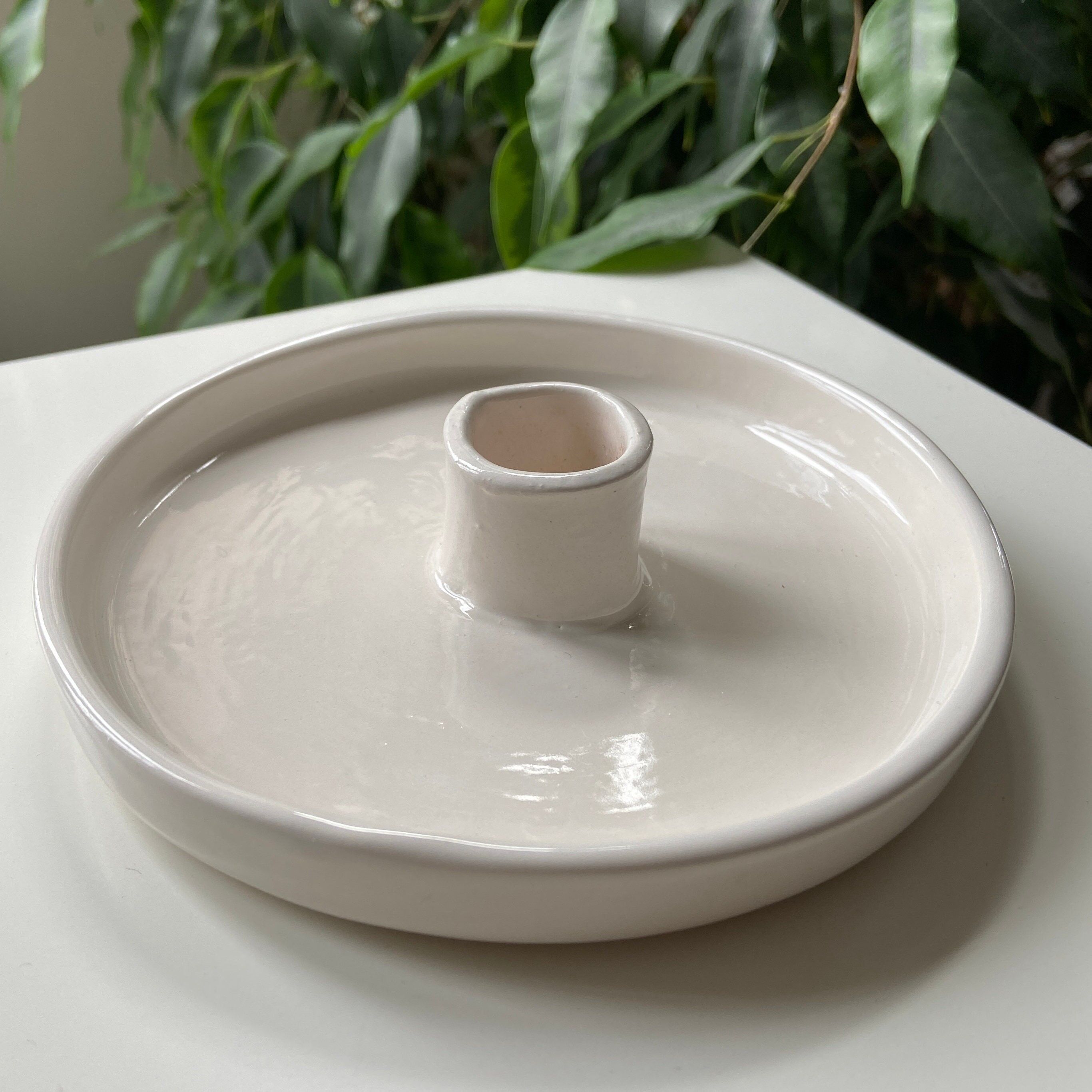 Ceramic Palo Santo Incense Burner, White Handmade Palo Santo Holder, Wood Cone and Brick incense holder , SKU059