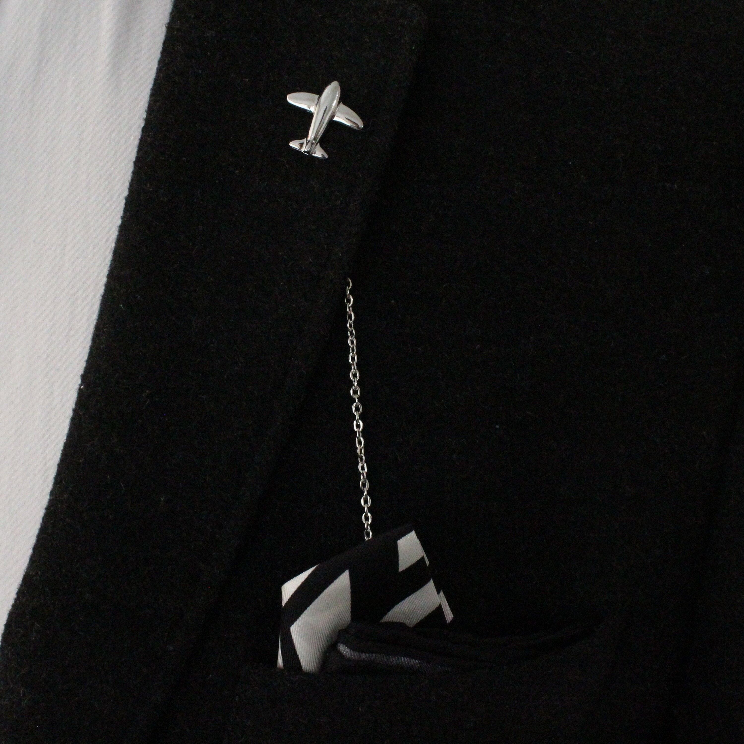 Plane Lapel Chain Handmade, Unique Design lapel chain pin, Gift for him, mens gifts, lapel pins men, Men's Jewellery Accessory for Wedding , SKU065