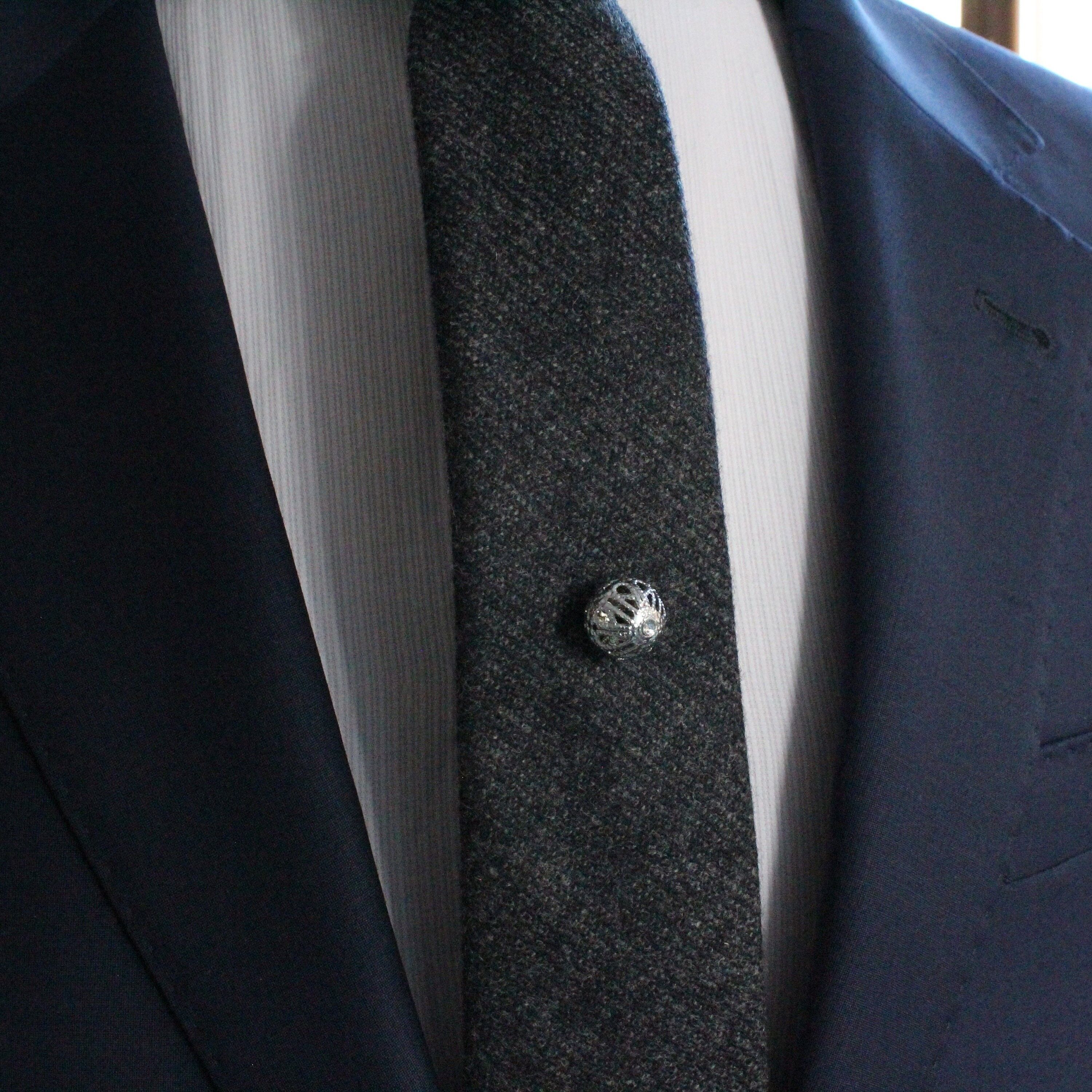 Tie Tack with chain, Tie Clip, Tie Bar, Hand Made Unique Design, Men's Wedding Jewellery, Gift for him husband, Man Dad gifts , SKU075