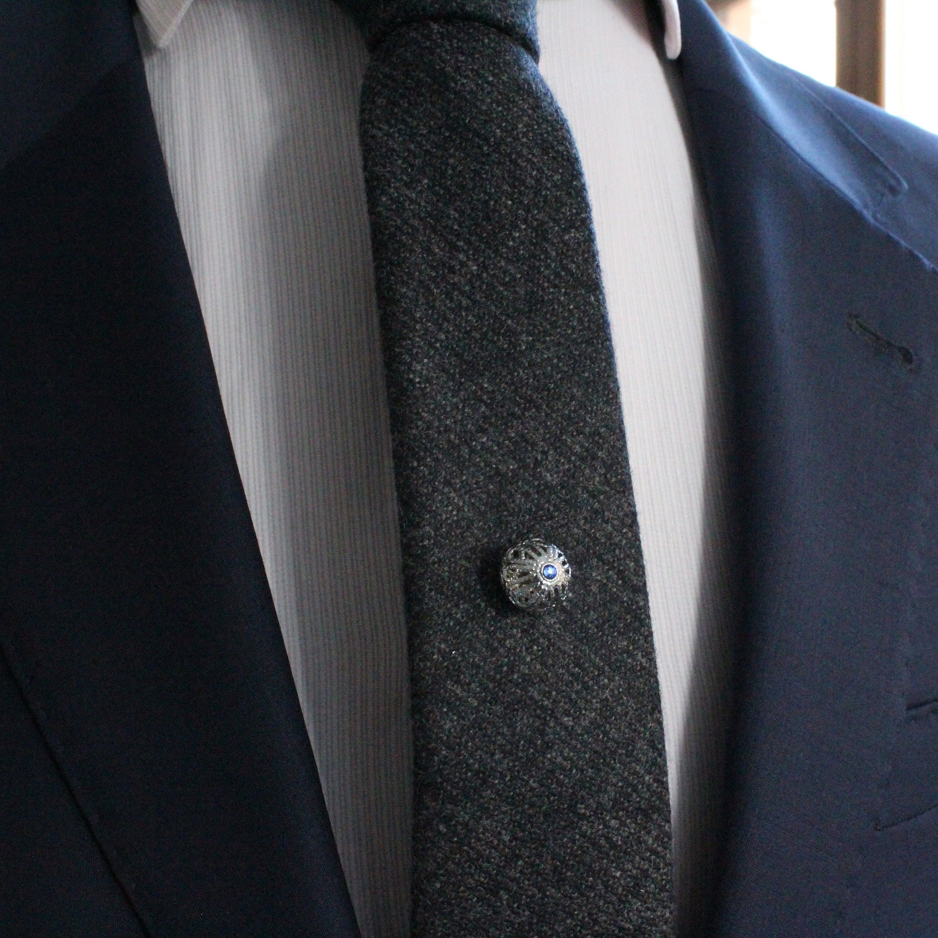 Tie Tack with chain, Tie Clip, Tie Bar, Hand Made Unique Design, Men's Wedding Jewellery, Gift for him husband, Man Dad gifts , SKU076