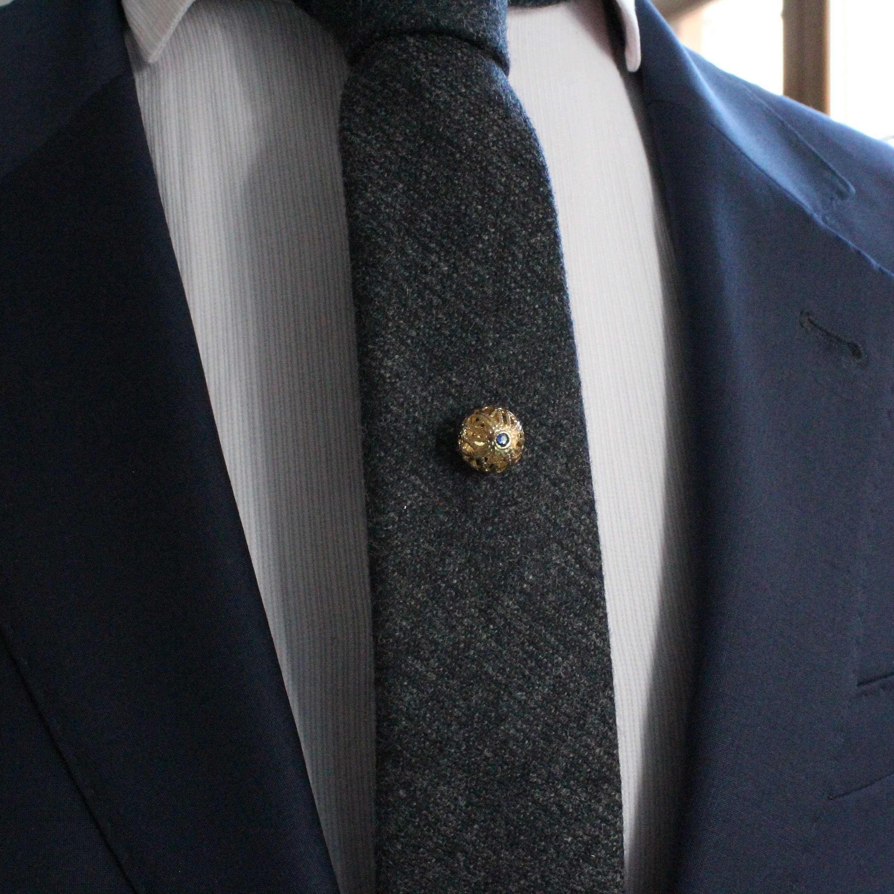 Tie Tack with chain, Tie Clip, Tie Bar, Hand Made Unique Design, Men's Wedding Jewellery, Gift for him husband, Man Dad gifts , SKU078