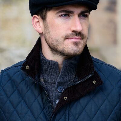 Cappellino Trinity da uomo 100% tweed nero