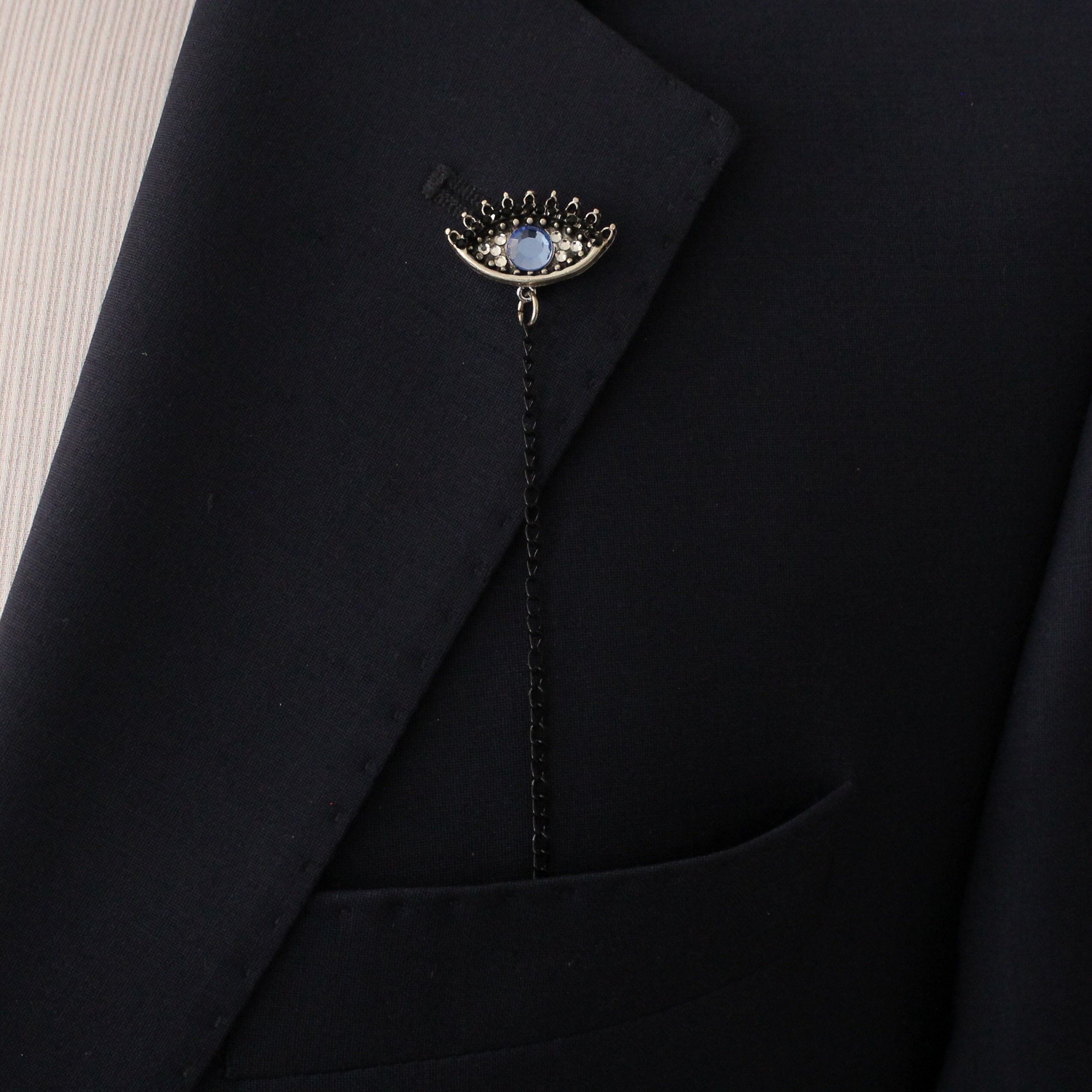 Eye Lapel Chain Handmade, Unique Design revers chain pin, Cadeau pour lui, cadeaux pour hommes, épinglettes hommes, Accessoire de bijoux pour hommes pour mariage, SKU107