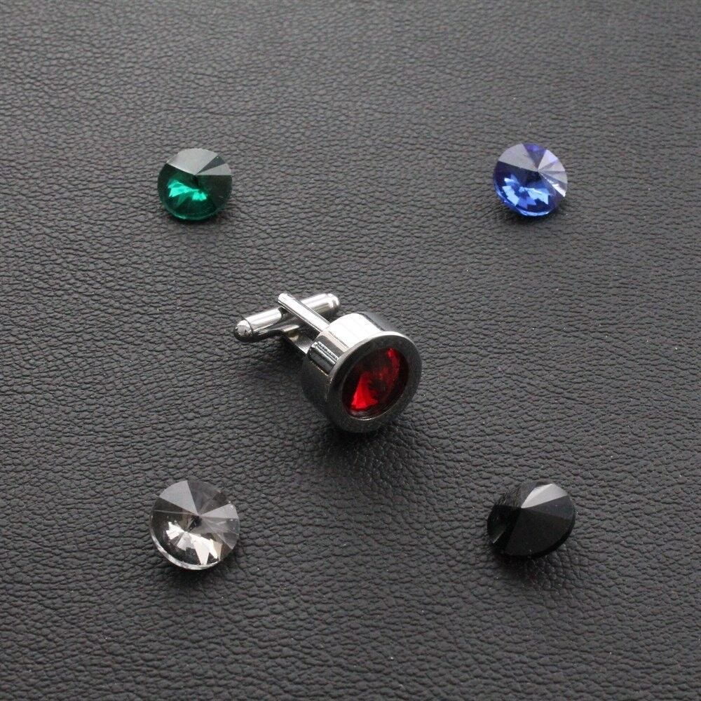 5 modèles en 1 bouton de manchette avec pierres interchangeables, boutons de manchette faits main couleur argent, bijoux pour hommes au design unique, cadeaux pour lui, mariage Groomsman, SKU111