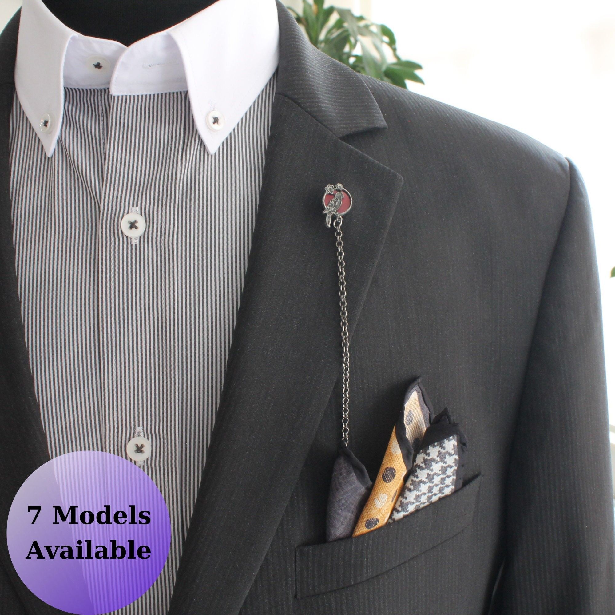 Chaîne de revers faite à la main figurée, conception unique, broche de chaîne de revers, cadeau pour homme, mariage d'accessoires de bijoux pour hommes, SKU114