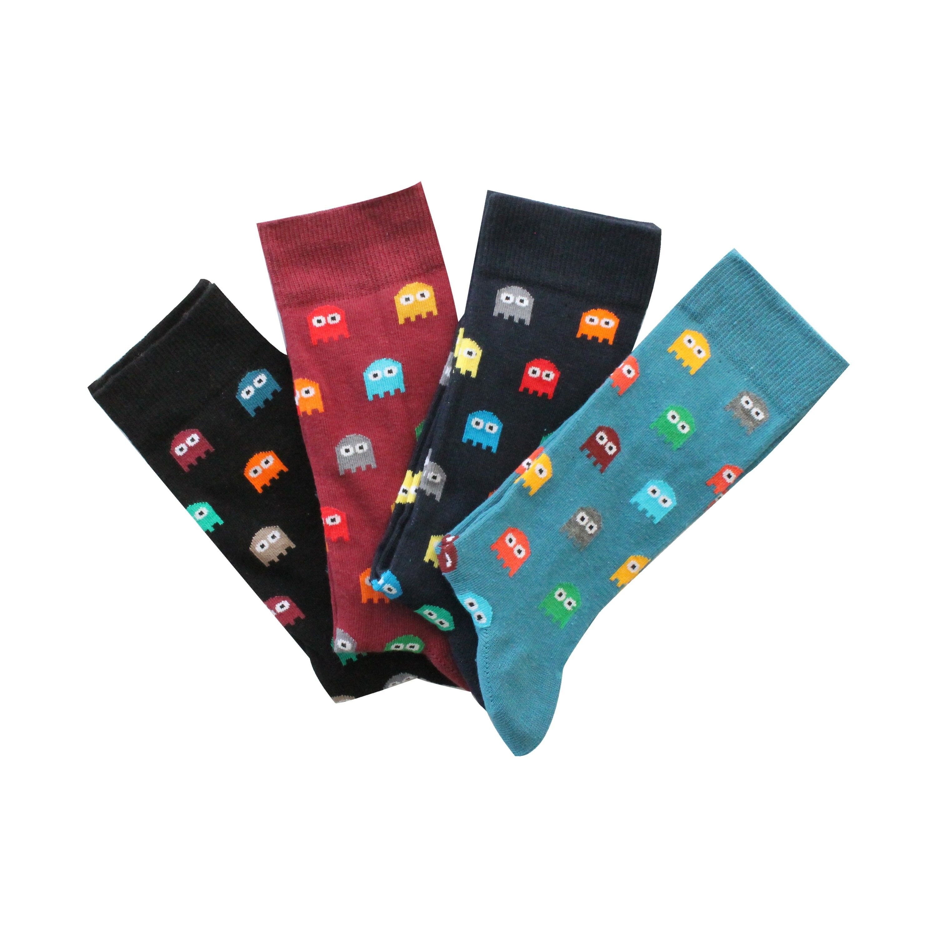 Pac Man 4 Pieces Socks Gift Set, Pacman Funny Colored Socks, Colourful Casual Stylish Socks, For Him Her, Men Women Socks, Christmas Gift , SKU117