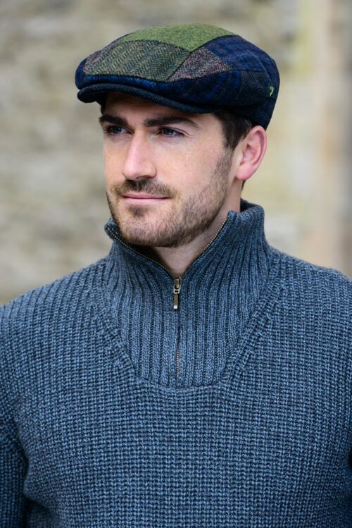 Men's 100% Tweed Patchwork Cap 0