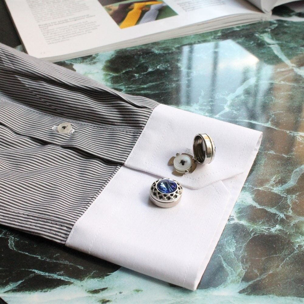 Boutons de manchette de couverture de bouton de pierres bleues, boutons de manchette faits à la main, bijoux pour hommes de conception unique, cadeaux pour lui, accessoire de mariage Groomsmann, SKU142