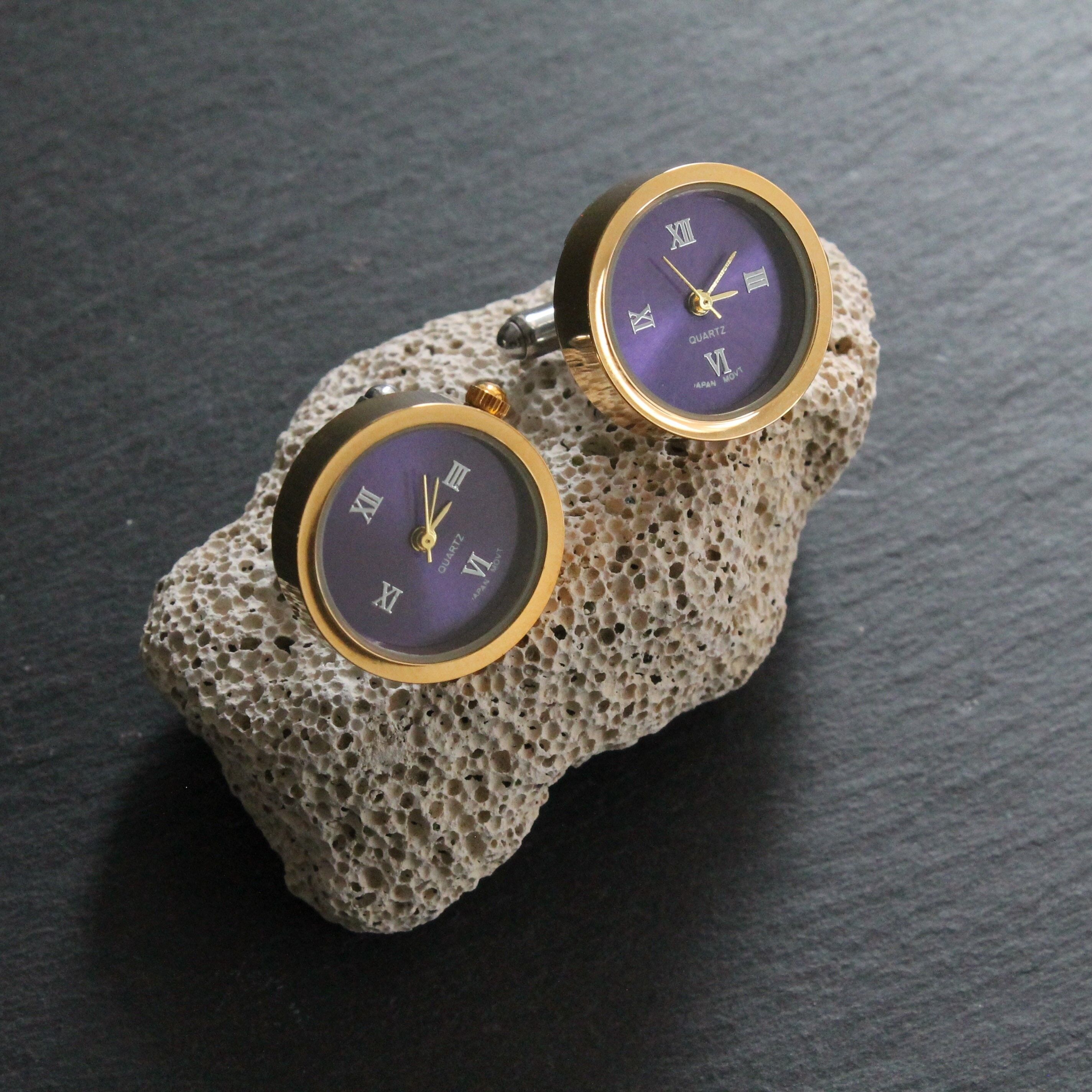 Watch Clock Cufflink in Gold Color, Mechanism Movable Cuff Links, Groomsmen Gifts, Gift For Men Him Dad, Elegant Gift, Wedding Cufflinks , SKU147