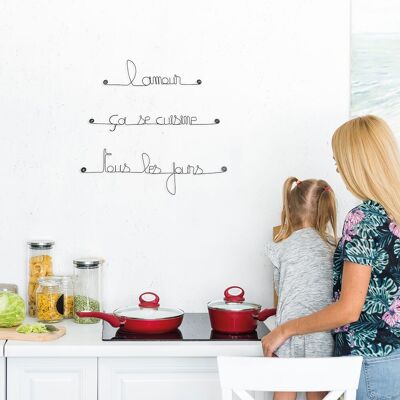 Decoración de Pared de Alambre - "El amor se cocina todos los días" - Regalo San Valentín / Día de la Madre