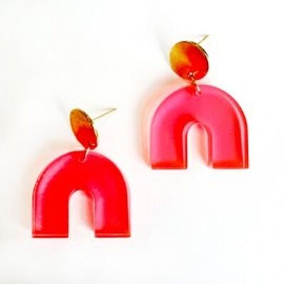 Bow neon pink earrings