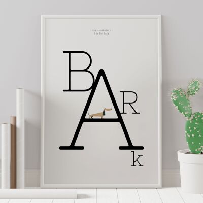 B is for bark dog vocabulary print