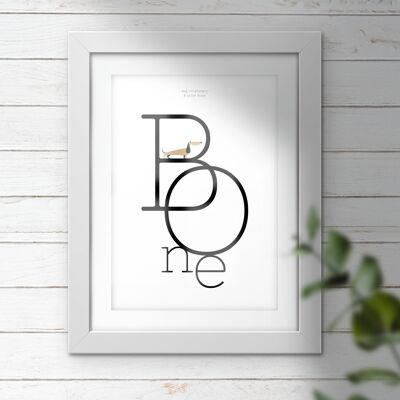 B is for bone dog vocabulary print