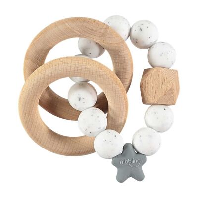 Stellar Natural Wood Rattle Ring - Speckled