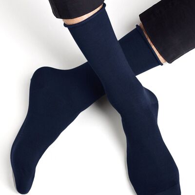 Chaussettes Coton d'Égypte Bord Roulé - Bleu