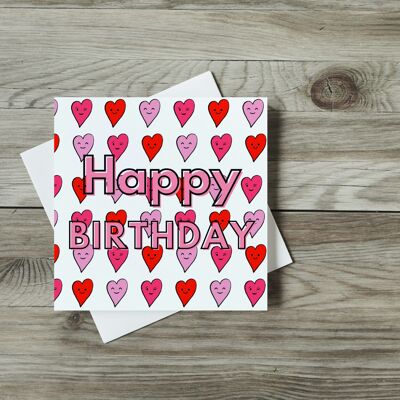 Happy Birthday - Cute Hearts