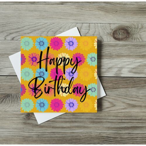 Happy Birthday Flower Power Greetings Card 1