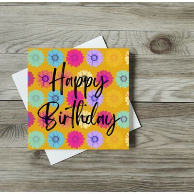 Happy Birthday Flower Power Greetings Card 1