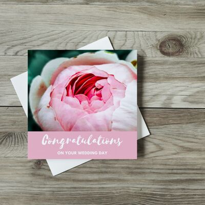 Rosa Pfingstrose - Hochzeitskarte
