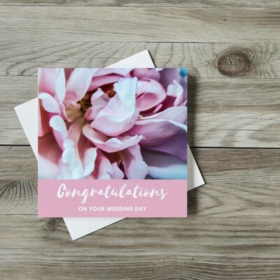 Pink peony wedding day Card