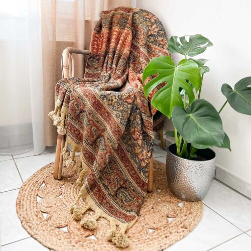 Handgefertigte hochwertige bunte Decke 130 X 170 cm | Nandana