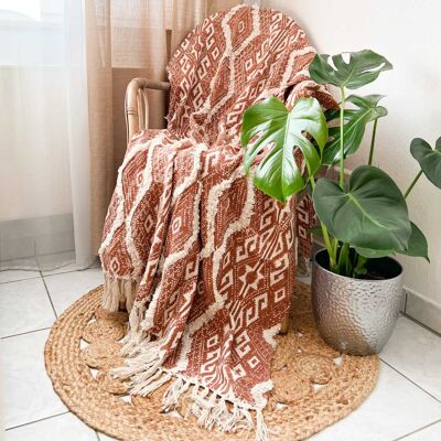 Accogliente coperta fatta a mano in cotone biologico 130 x 170 cm | Zohra
