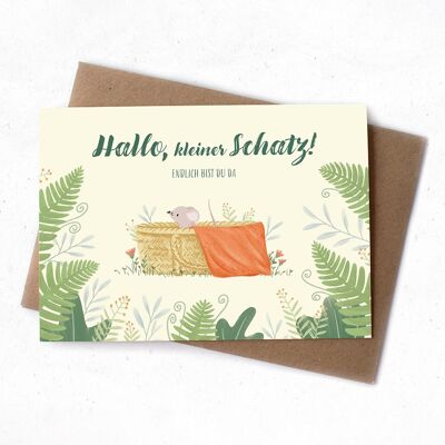 Greeting card for the birth - Hello, little darling!
