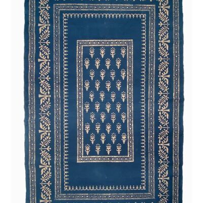 Vintage style handwoven organic cotton rug 120 x 180 cm | sapphires