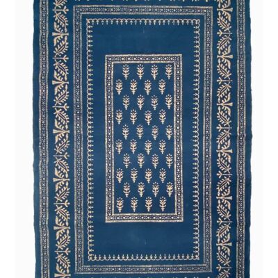 Vintage style handwoven organic cotton rug 120 x 180 cm | sapphires