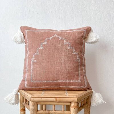Handmade linen and organic cotton cushion cover 50 x 50 cm | Rose