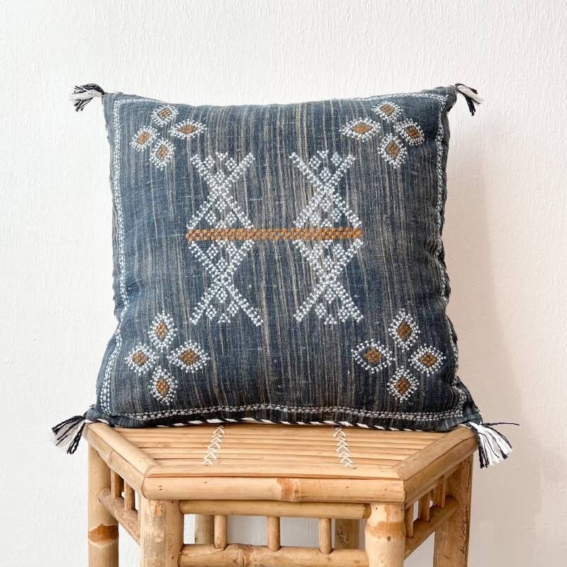 Fodera per cuscino realizzata a mano in lino e cotone biologico 50 x 50 cm | Azraq