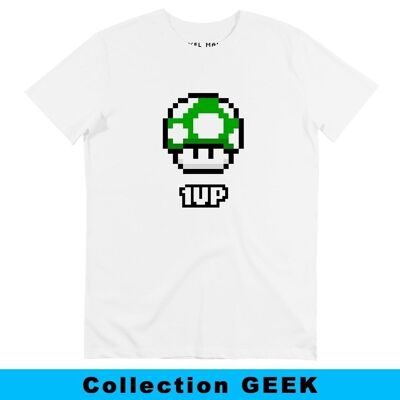 1up Pixel T-Shirt – Grüner Pilz Mario Bros.