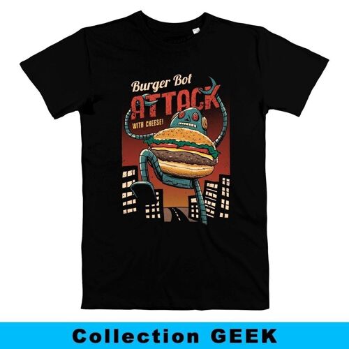 T-shirt Burger Bot - Food & robots - Tshirt unisexe coton bio